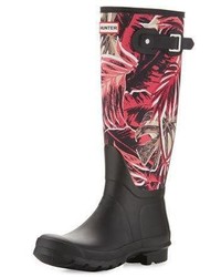 Hunter Boot Original Tall Jungle Print Rain Boots Black