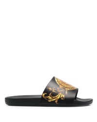 VERSACE JEANS COUTURE Baroque Pattern Print Open Toe Slides