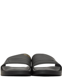 Raf Simons Black Adidas Originals Edition Hold Firmly This Side Up Adilette Bunny Sandals