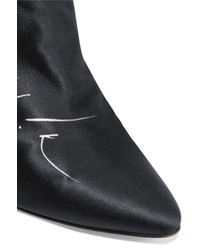 Vetements Manolo Blahnik Printed Satin Ankle Boots Black