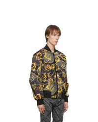 VERSACE JEANS COUTURE Black Baroque Bomber Jacket