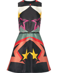 Elie Saab Printed Satin Mini Dress Black