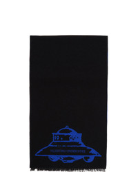 Valentino Black And Blue Garavani Undercover Edition Wool Ufo Scarf