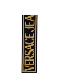 VERSACE JEANS COUTURE Black And Gold Logo Scarf