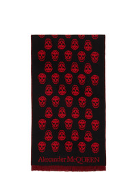 Alexander McQueen Black And Red Skull Scarf