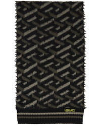 Versace Black Khaki Monogram Fleece Scarf