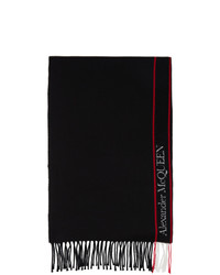 Alexander McQueen Black Wool And Cashmere Selvedge Stole Scarf