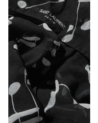 Saint Laurent Intarsia Wool Scarf Black