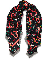 Marc Jacobs Painted Printed Woven Scarf Black