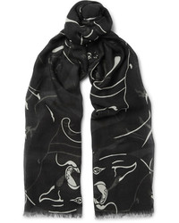 Valentino Printed Modal Cashmere And Silk Blend Scarf