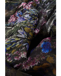 Alexander McQueen Wild Meadow Printed Silk Chiffon Scarf Black
