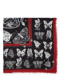 Alexander McQueen Black And White Inked Butterfly Shawl