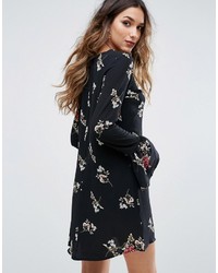 Missguided Floral Print Flute Sleeve Shift Dress