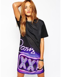 Criminal Damage Oversized Boyfriend T Shirt Dress With Xxx Paris Print