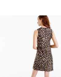 J.Crew Petite A Line Shift Dress In Leopard Print