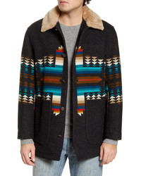 Pendleton Brownsville Wool Blend Jacket With Genuine Shearling Collar