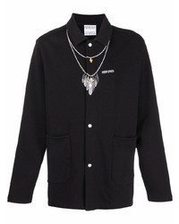 Marcelo Burlon County of Milan Feathers Necklace Overshirt Black Grey