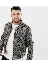 ASOS DESIGN Plus Western Jacket With Gold Sequins In Black Velour