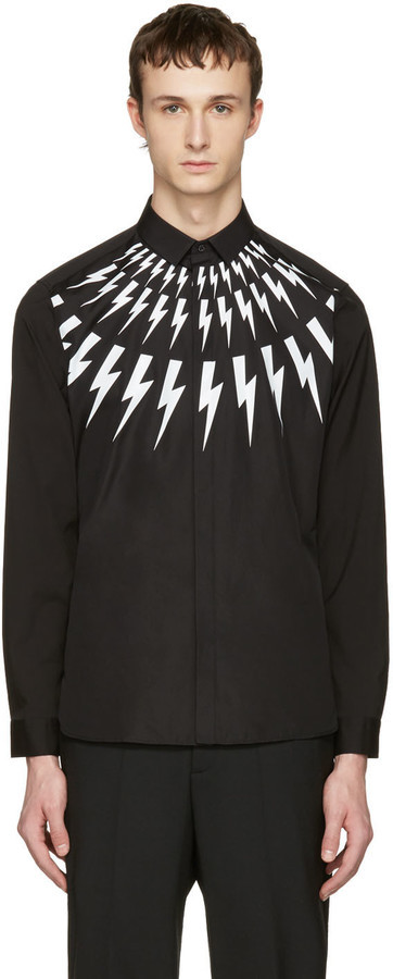 Neil Barrett Black Thunderbolt Shirt, $520 | SSENSE | Lookastic