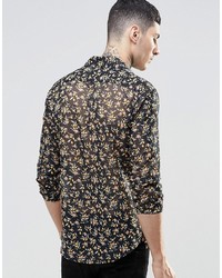 Reclaimed Vintage Chiffon Shirt In Floral Print In Regular Fit
