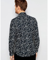 Selected Homme Shirt With All Over Painted Floral Print In Slim Fit