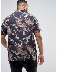 Asos Plus Regular Fit Shirt With Japanese Floral Print