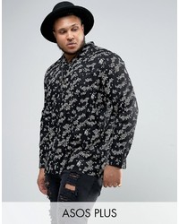 Asos Plus Regular Fit Viscose Shirt With Piping And Floral Print