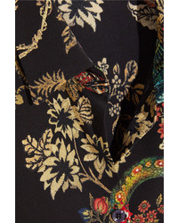 Etro Printed Silk Crepe Shirt Black