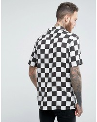 Asos Regular Fit Shirt With Revere Collar In Checkerboard Print