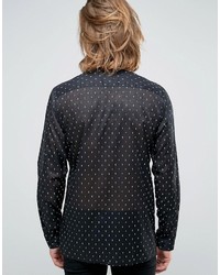 Asos Regular Fit Shirt With Sheer Cross Print