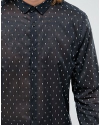 Asos Regular Fit Shirt With Sheer Cross Print