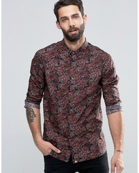 Pretty Green Shirt With All Over Paisley Print In Slim Fit
