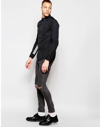 Izzue Shirt With Printed Sleeves In Regular Fit