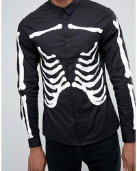 Asos Skinny Shirt In Skeleton Print