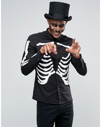 Asos Skinny Shirt In Skeleton Print