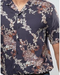 Asos Tall Regular Fit Shirt With Japanese Floral Print