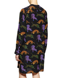 Stella McCartney Cat Print Charmeuse Shirtdress