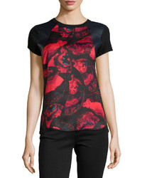 Cluny Short Sleeve Graphic Print Blouse Quartzred