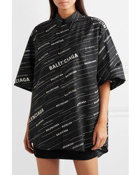 Balenciaga Oversized Printed Cotton Poplin Shirt