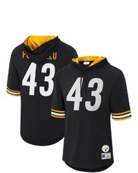 Mitchell & Ness Troy Polamalu Black Pittsburgh Ers Retired Player Mesh Name Number Hoodie T Shirt