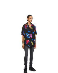 Marcelo Burlon County of Milan Black Crazy Faces Short Sleeve Shirt