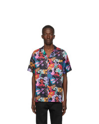DOUBLE RAINBOUU Black Hawaiian Short Sleeve Shirt