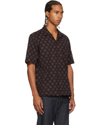 Dries Van Noten Black Jersey Printed Short Sleeve Shirt