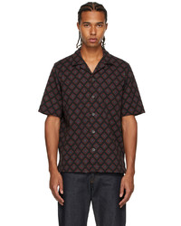 Dries Van Noten Black Jersey Printed Short Sleeve Shirt