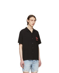 DOUBLE RAINBOUU Black Logo Palm Hawaiian Shirt