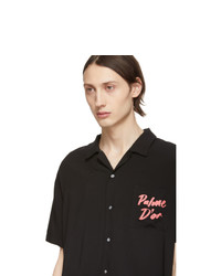 DOUBLE RAINBOUU Black Logo Palm Hawaiian Shirt