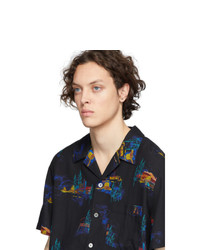 Ps By Paul Smith Black Lyocell Cosmic Camp Shirt