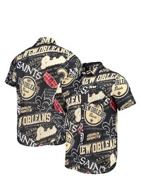 FOCO Black New Orleans Saints Thematic Button Up Shirt