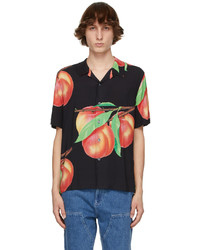 Stussy Black Peach Pattern Short Sleeve Shirt