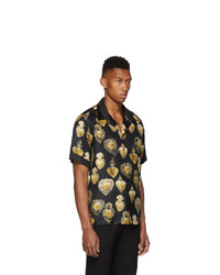 Dolce and Gabbana Black Silk Sacred Heart Shirt